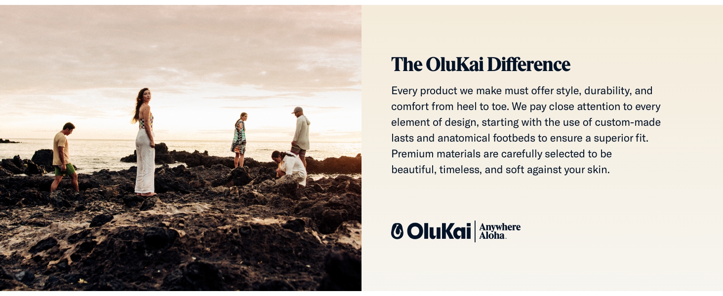 The OluKai Difference brand statement for style, durability, and comfort from heel to toe