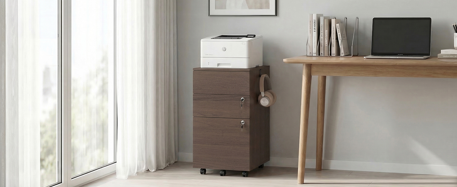 Wooden Rolling Filing Cabinet
