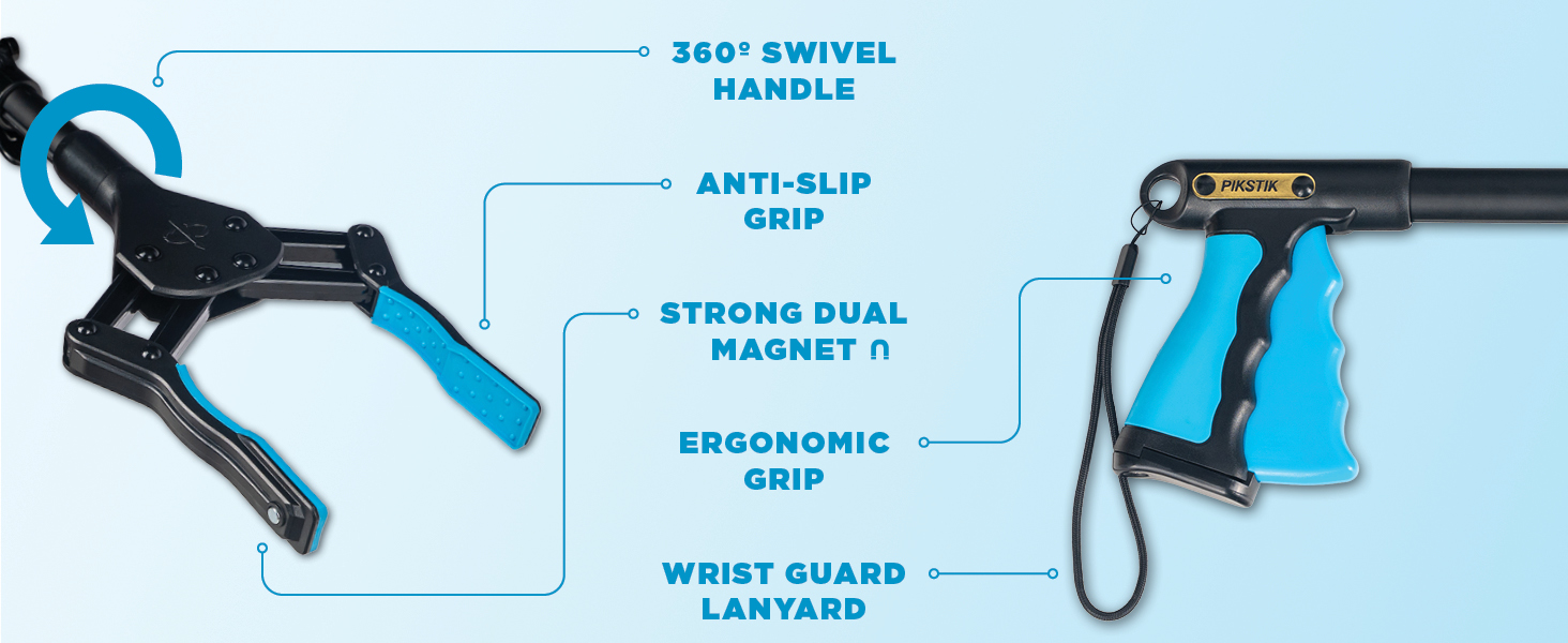 360º swivel handle anti slip grip strong dual magnet ergonomic grip wristguard lanyard