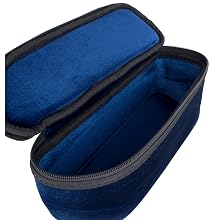 storage section of triple case, blue interior