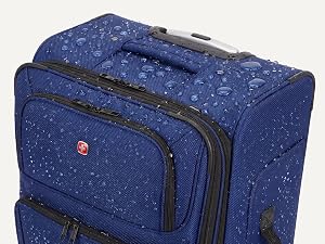 SwissGear Sion suitcase water-resistant polyester exterior sheds light rain