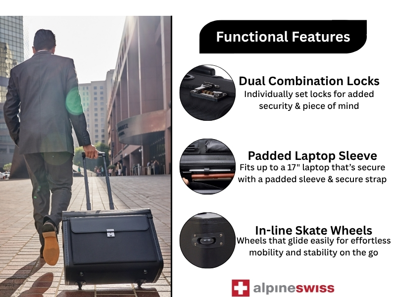 Rolling briefcase, briefcase, laptop briefcase, attaché lawyers Case, rolling case, TSA approved