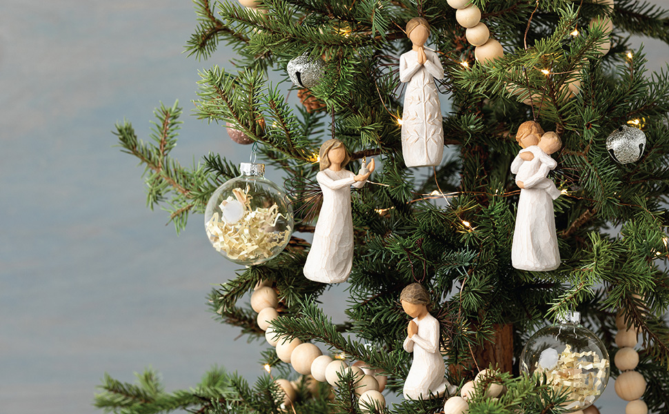 Willow Tree angel ornaments on a tree