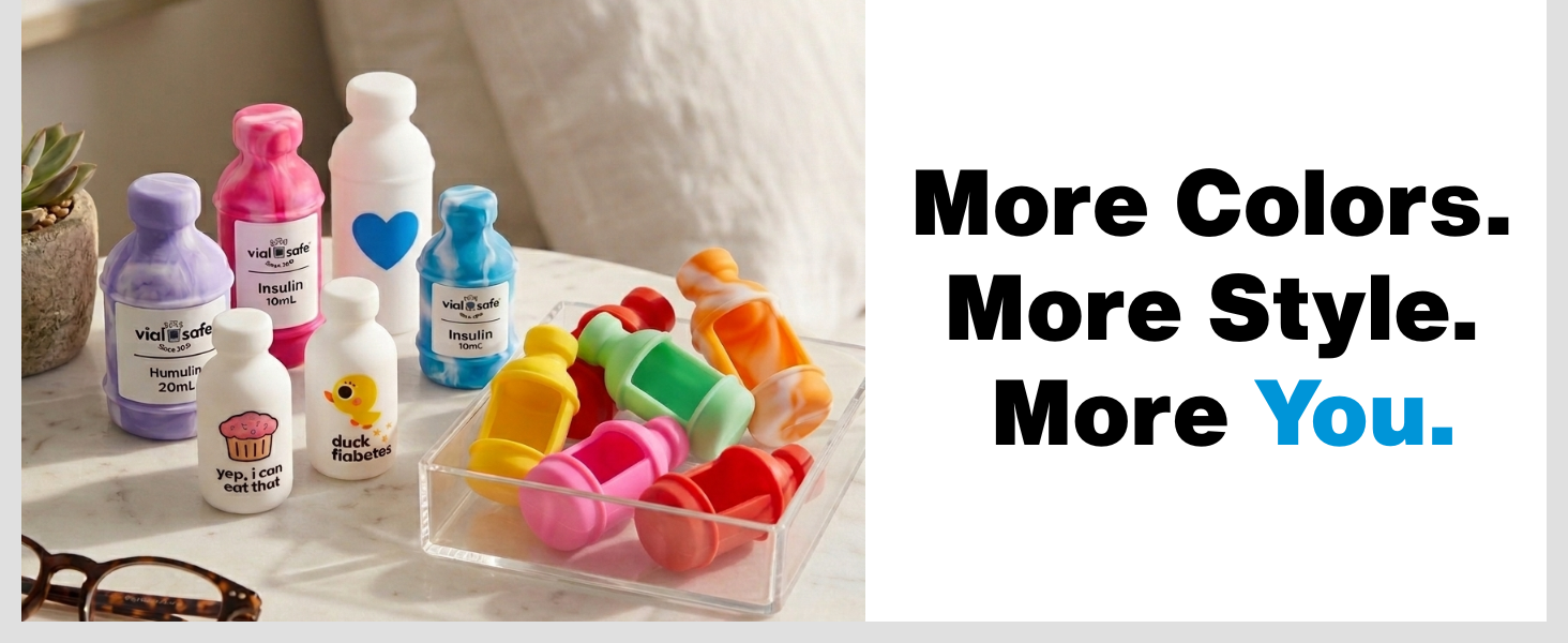 Insulin vial protectors in many colors, reusable silicone insulin bottle covers for 10mL and 20mL