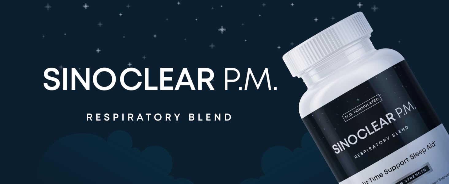 SinoClear PM nighttime sinus and respiratory support supplement for clear breathing