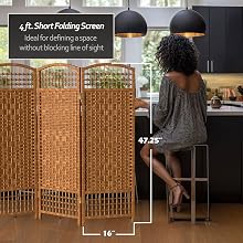 A folding screen in a modern kitchen. Each panel is 47.25 inches high and 16 inches wide.
