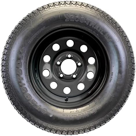 eCustomrim 2-Pack Trailer Tire Rim Assembly ST205/75D15 5 Lug Black Mod | 15 Inch Load Range C 6 Ply Tire