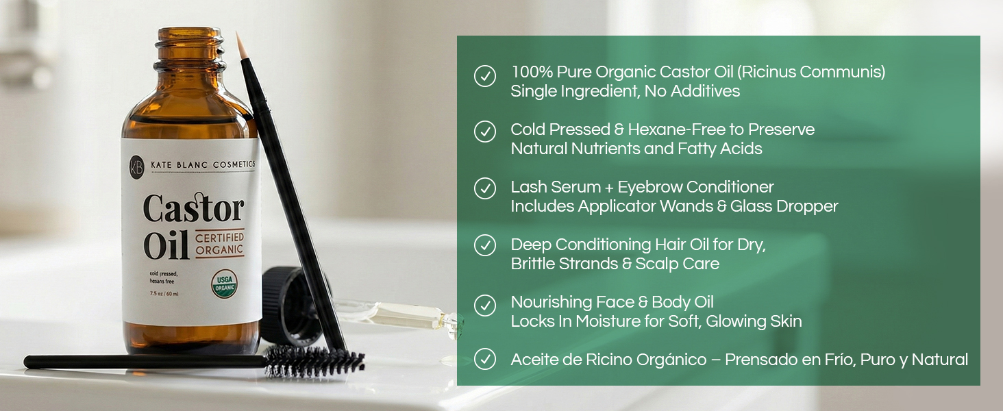 castor oil pure organic cold pressed hexane-free natural lash serum eyebrow hair face body skin