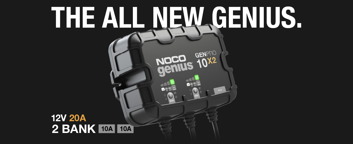 NOCO Genius GENPRO10X2, 2-Bank, 20A, Smart Marine Charger, 12V Onboard Battery Charger, Maintainer