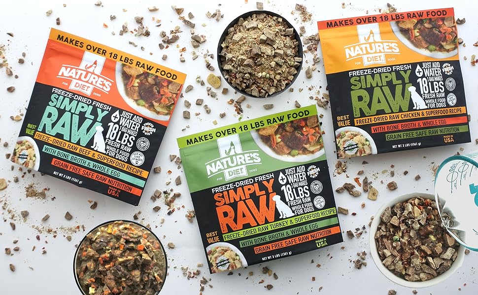 Natures Diet Simply Raw meals for dogs just add water high quality nutrition