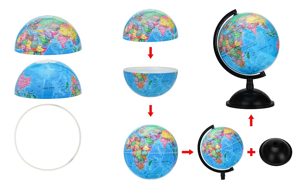 EXERZ 8&amp;#34; World Globe - Political Map Educational - English