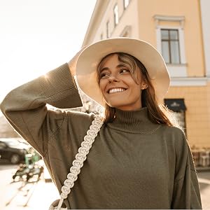 happy woman in hat