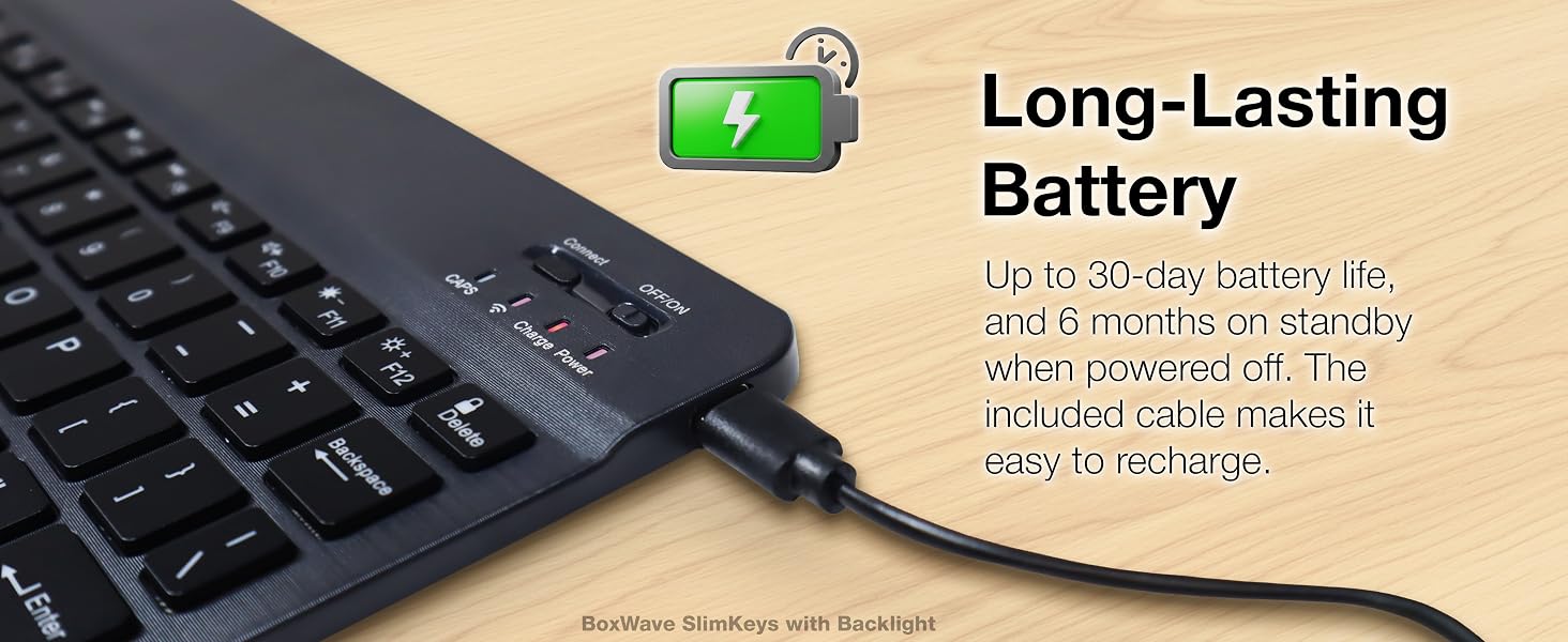 Long-Lasting Battery - Up to 30 day battery lift or 6 months on standby. Charging cable included