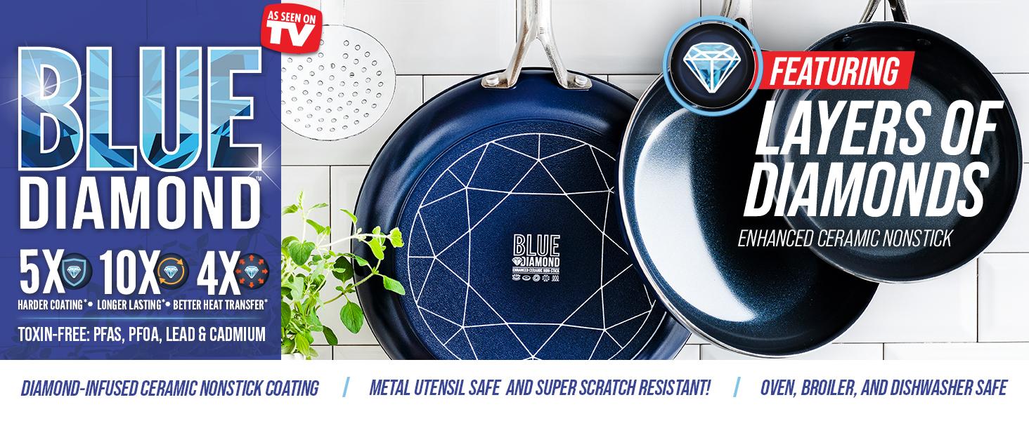 Blue Diamond, cookware, nonstick, frying pan, diamonds, ceramic, pfas, easy to clean, toxin free