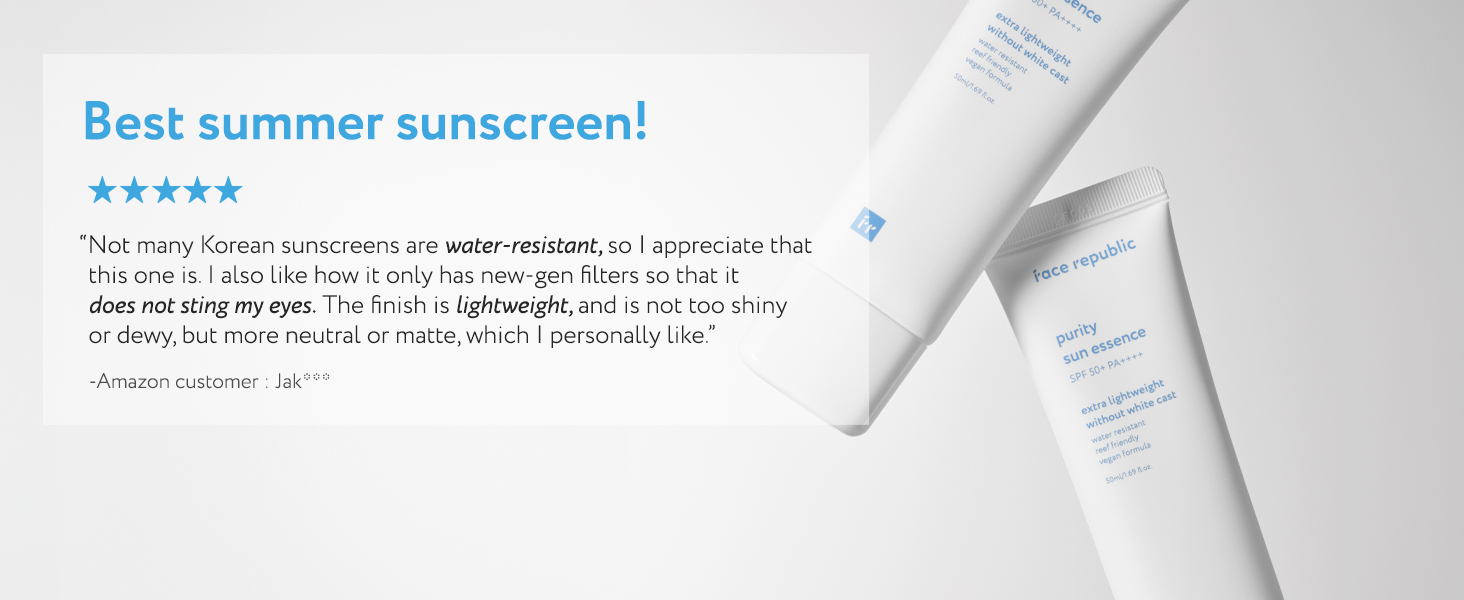 ## **Purity Sun Essence SPF50+ PA++++ Weightless sunscreen with no white cast