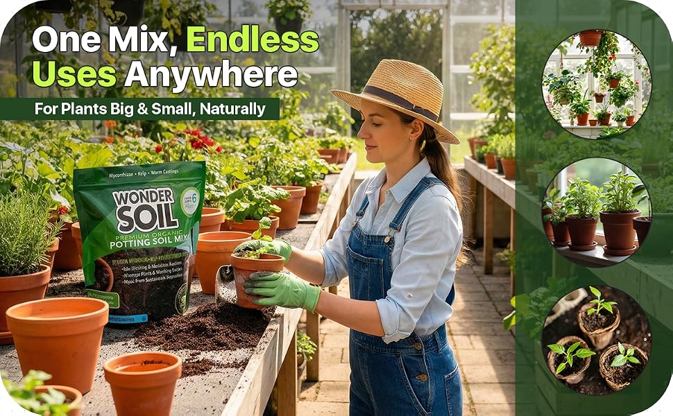 organic pottig soil mix premium indoor outdoor garden plants worm castings kelp mycorrhizae coco