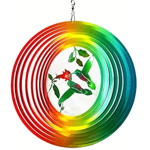 FONMY Hanging Wind Spinner-Rainbow color Hummingbird