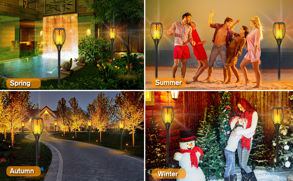Solar flame torch lights