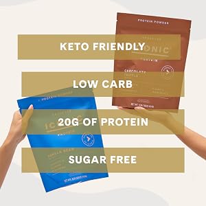 Iconic protein powders are keto friendly, low carb, sugar free, and have 20g of grassfed protein.