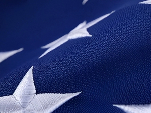 Close-up of 210D outdoor nylon fabric showing woven texture on American flag