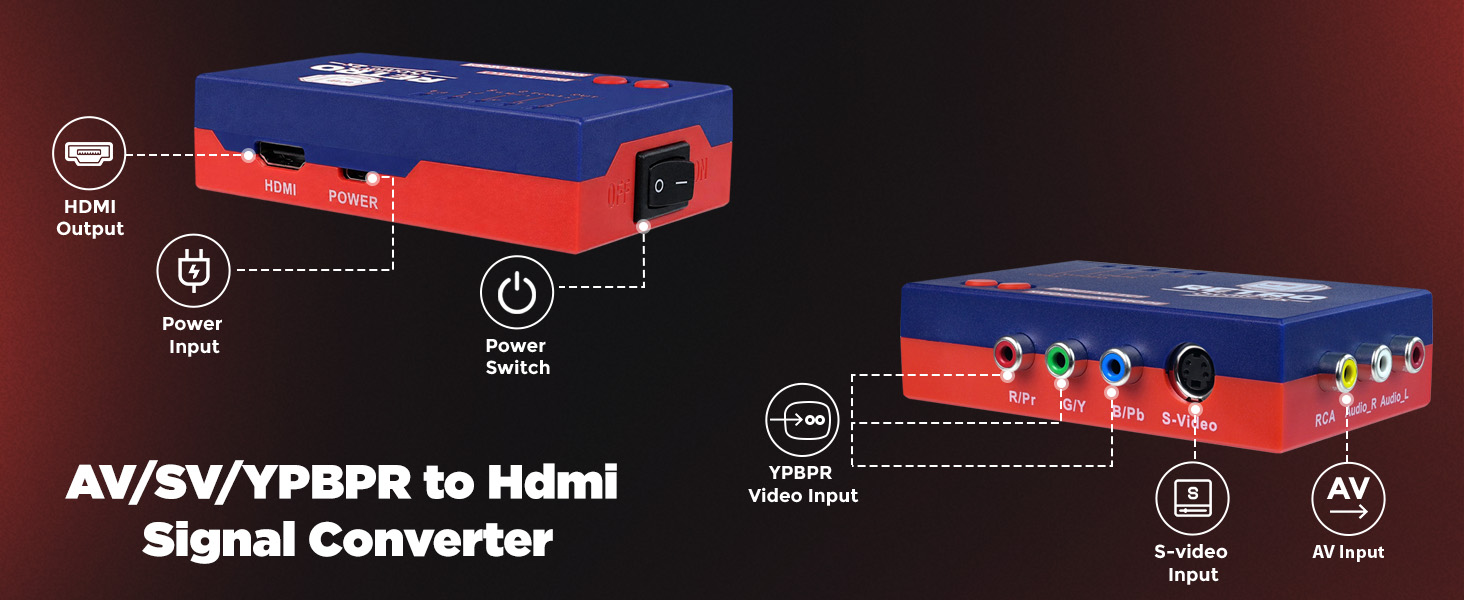 AV/S-video/YPBPR to Hdmi Converter