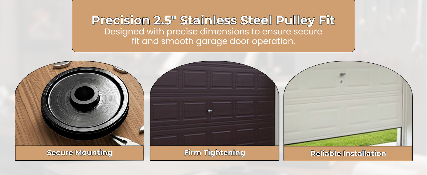 Precision engineered garage door pulley for secure fit and smooth operation.