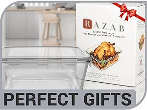 Glass food storage containers with lids, Razab large glass containers, microwave safe glass