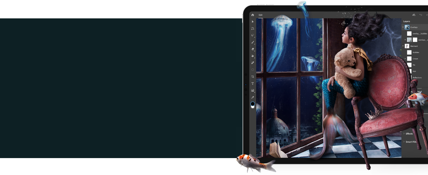 The creative power of Photoshop is now on your iPad.