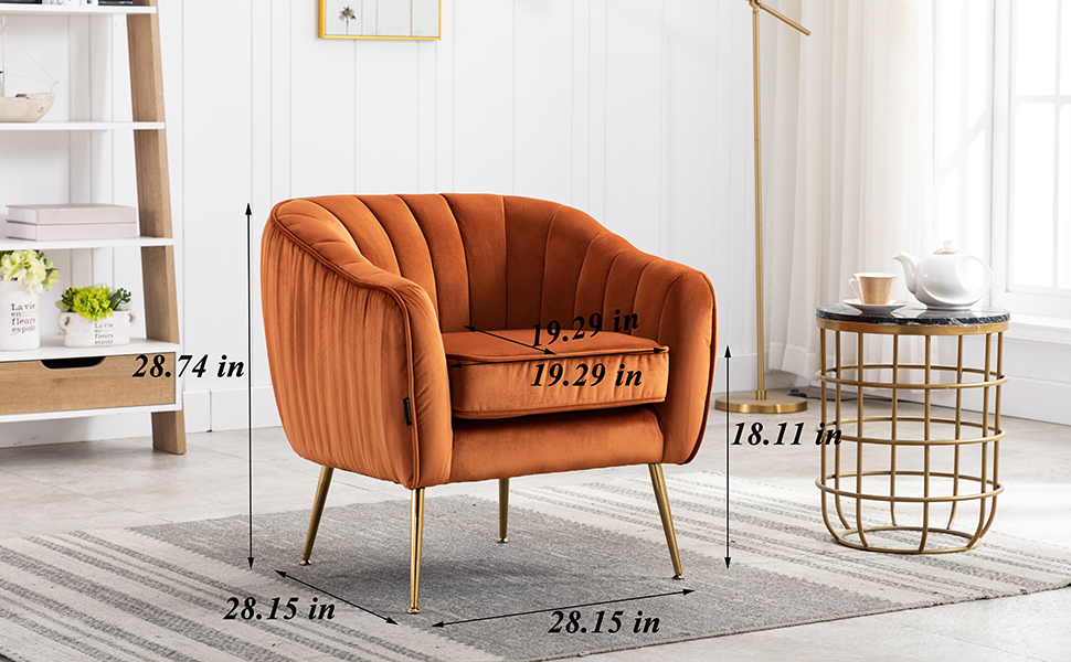 Size of the Caramel Velvet Chair