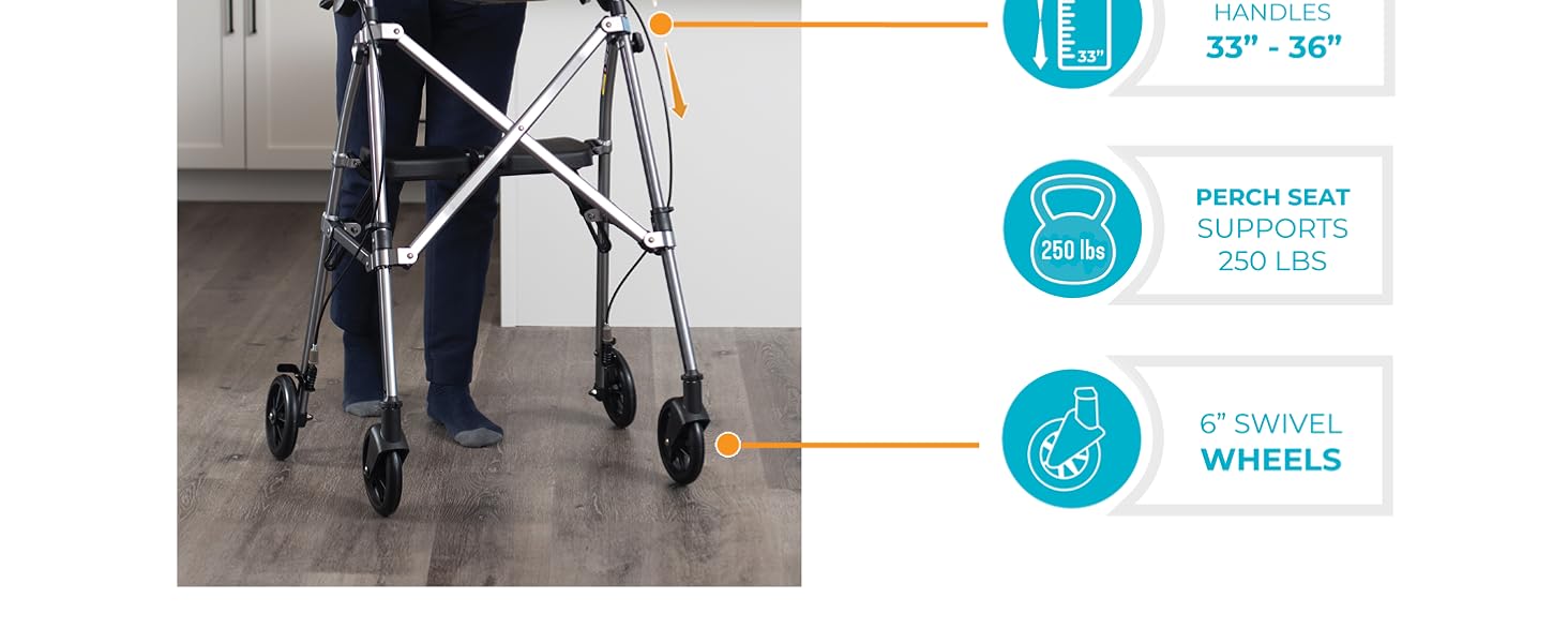 standard folding walker compact lightweight portable senior elderly adult disabled handicap walkers