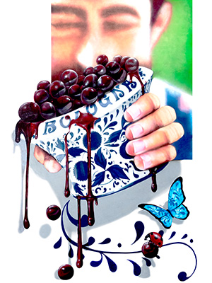 cherries in a vase