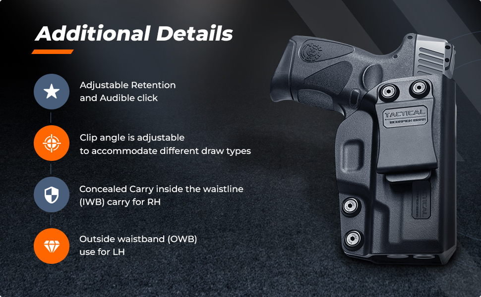 Tactical scorpion gear inside waist band polymer holster