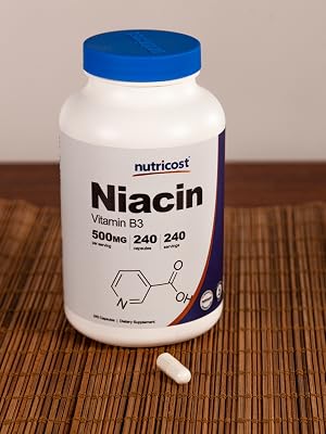 Nutricost Niacin 500 MG 240 Caps 240 Servings Gluten-Free Non-GMO