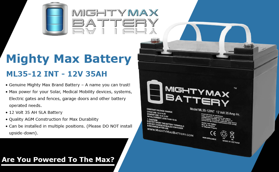 mighty max battery 12 v 35 ah rechargeable battery maintenance free battery solar power battery