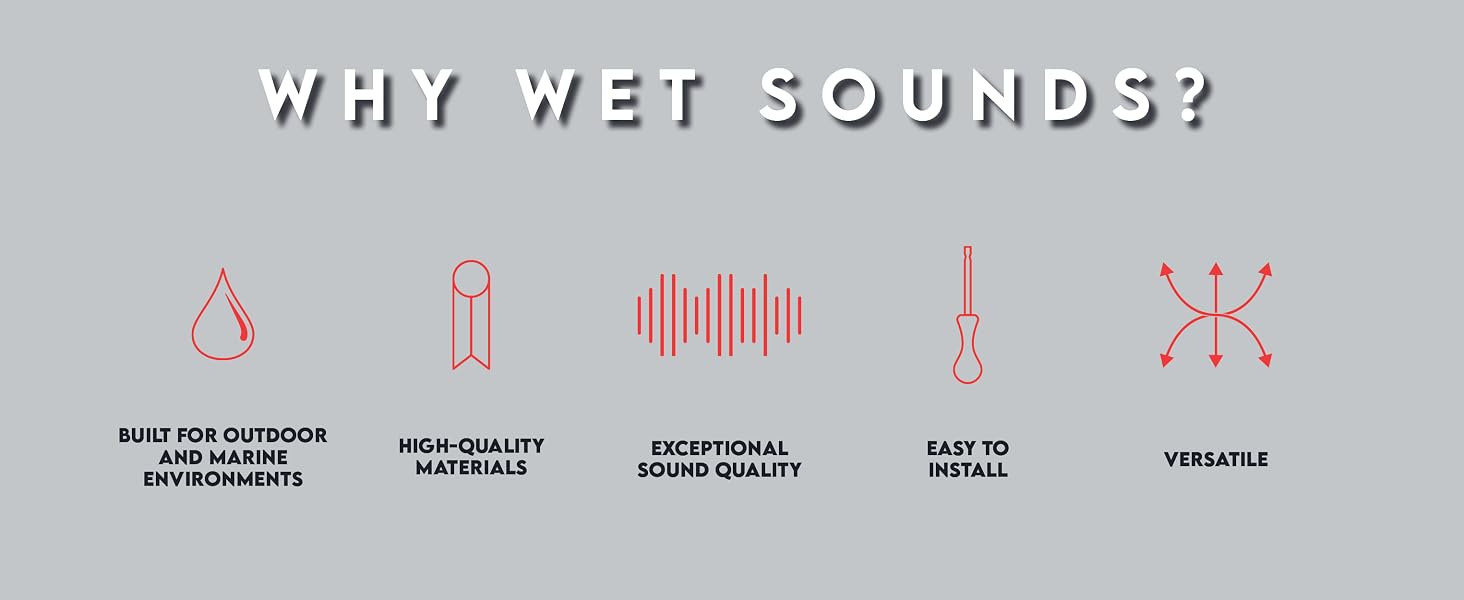 Why wet sounds? Built for outdoor/marine, high-quality, exceptional sound, easy install, versatile