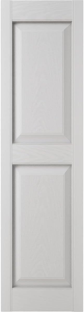 12"W x 59"H EverColor Raised Panel Exterior Vinyl Shutters, w/Installation Shutter-Lok's & Matching Screws (Per Pair), White