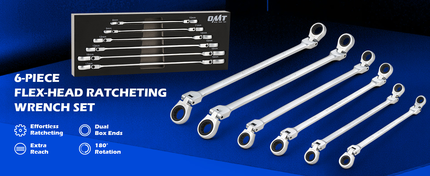 double box flex ratcheting wrench set
