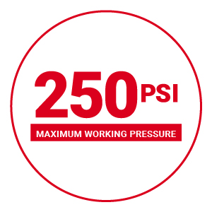 250 PSI MAXIMUM WORKING PRESSURE
