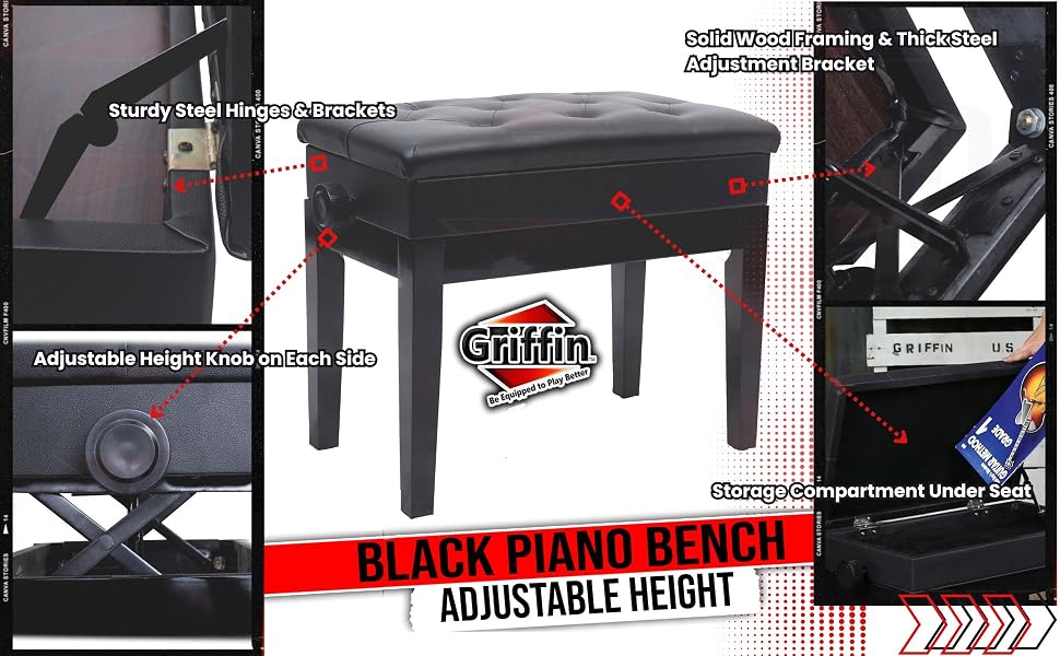 adjustable piano bench