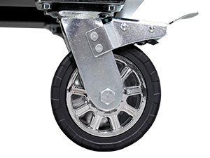 Detailed view of 6-inch wheels with locks,designed for easy movement and stability - ensuring secure