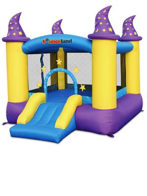 Wizard bounce house slide yellow purple