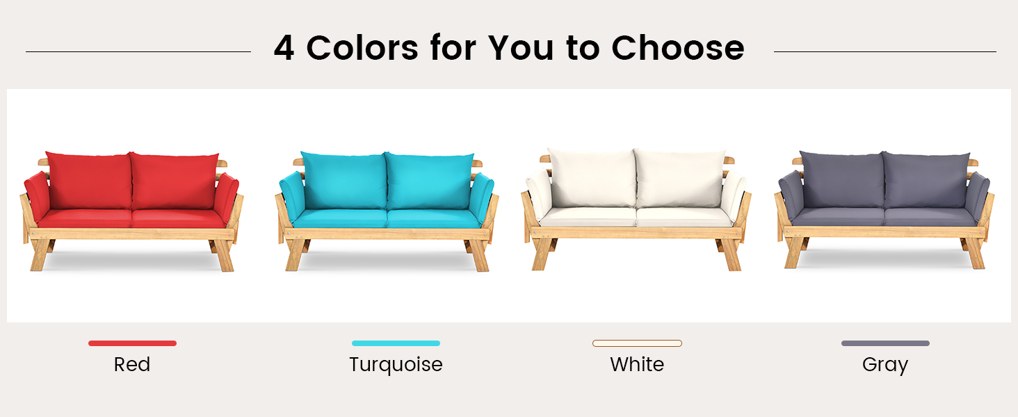 Convertible Acacia Wood Patio Couch