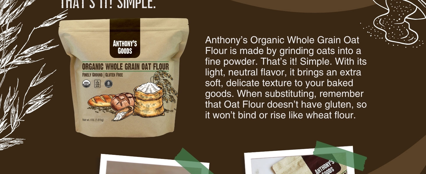 Whole Grain Oat Flour, oats, spices, flour, gluten free, vegan, keto