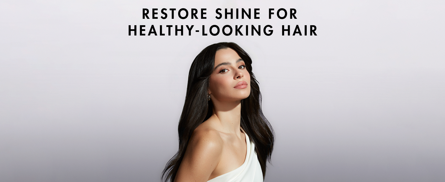Woman with health-looking shiny black hair, with text on top.