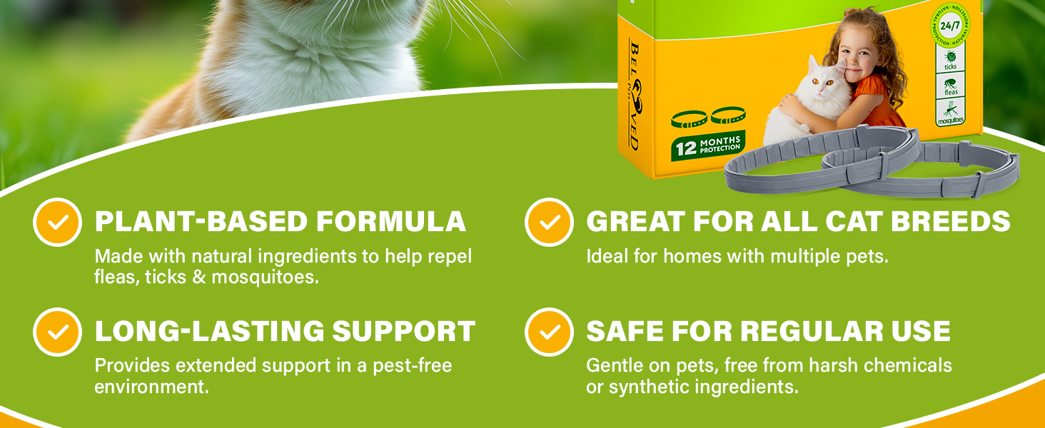 natural flea tick collar for cats prevention control repellent support skin coat itch
