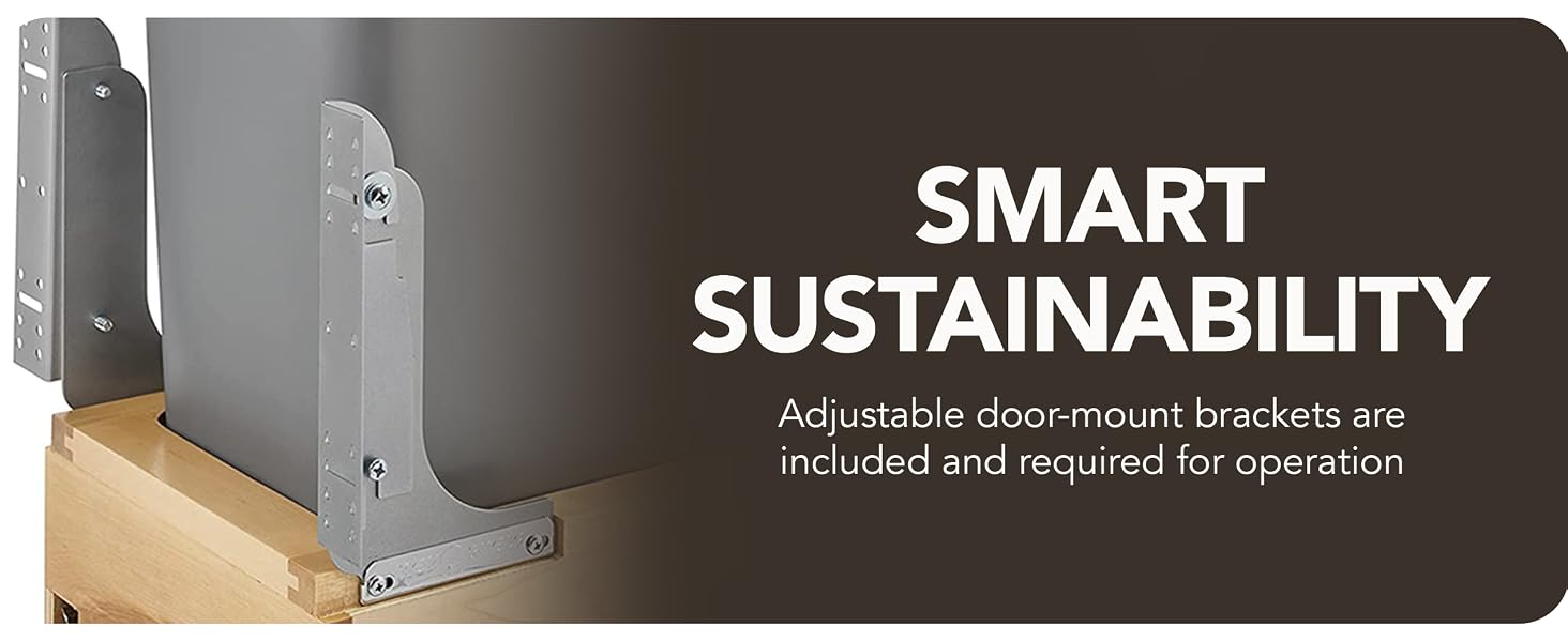 Rev-A-Shelf Pullout Trash Can. Text reads: Smart Sustainability