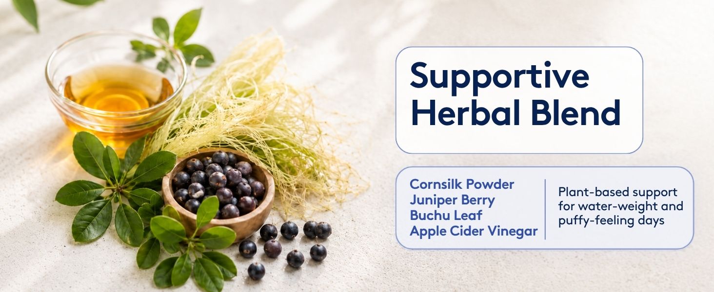 Cornsilk, juniper, buchu and apple cider vinegar herbal blend.