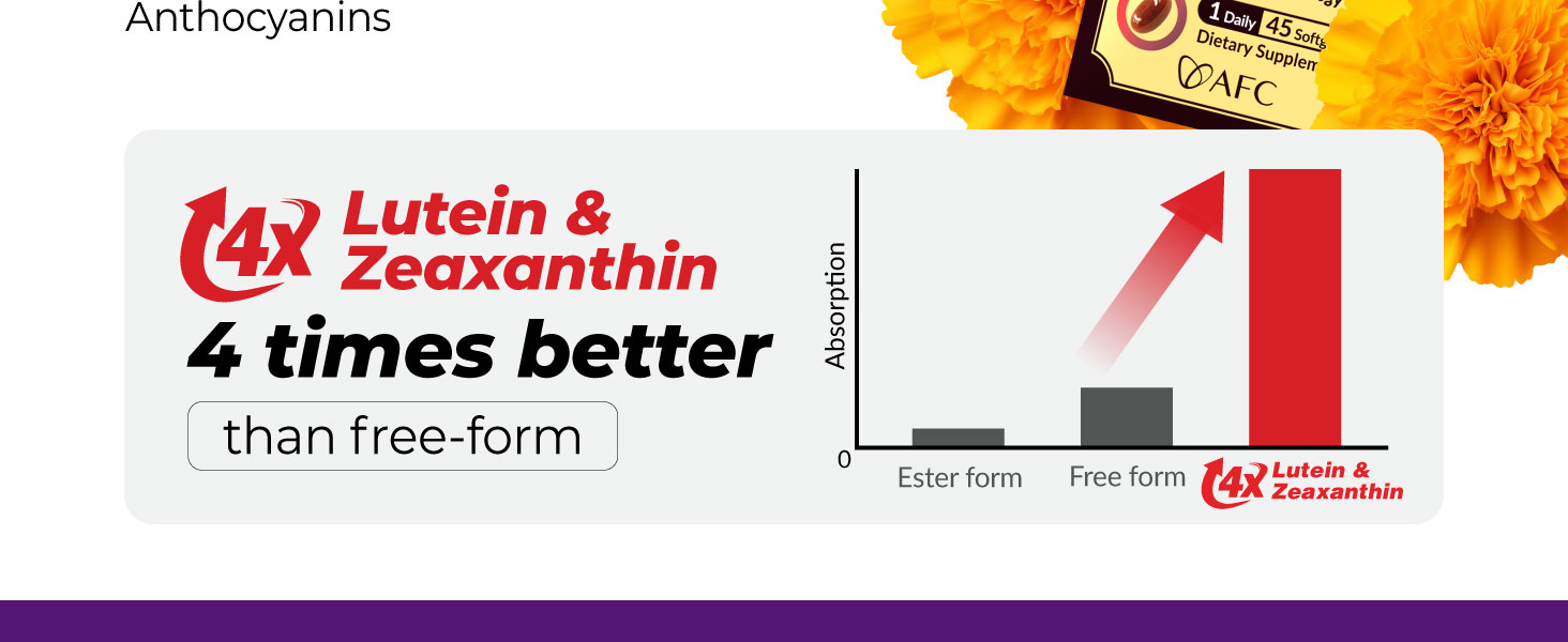 4X better absorption lutein zeaxanthin eye vitamins with advanced delivery for vision support
