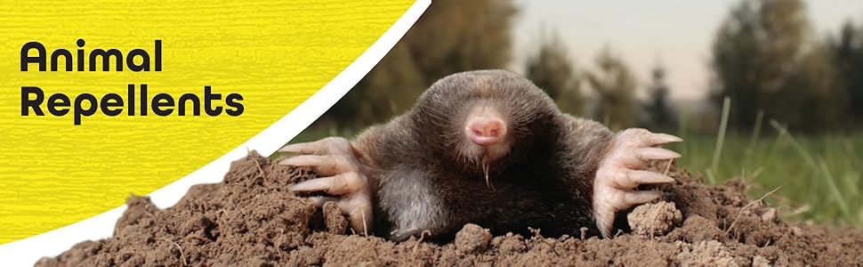 Animal Repellents Banner with image of mole sticking out of soil