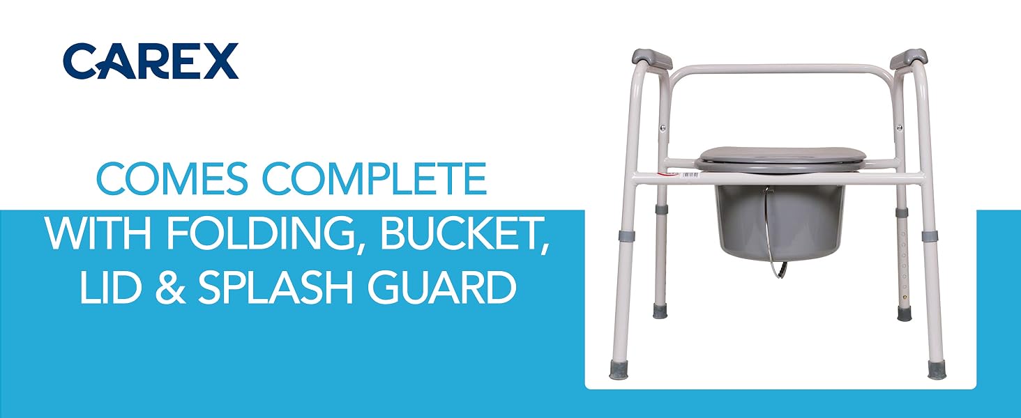 Portable Toilet for Camping, Supports Up to 300lbs, Bedside Commodes for Seniors and Commode Chair